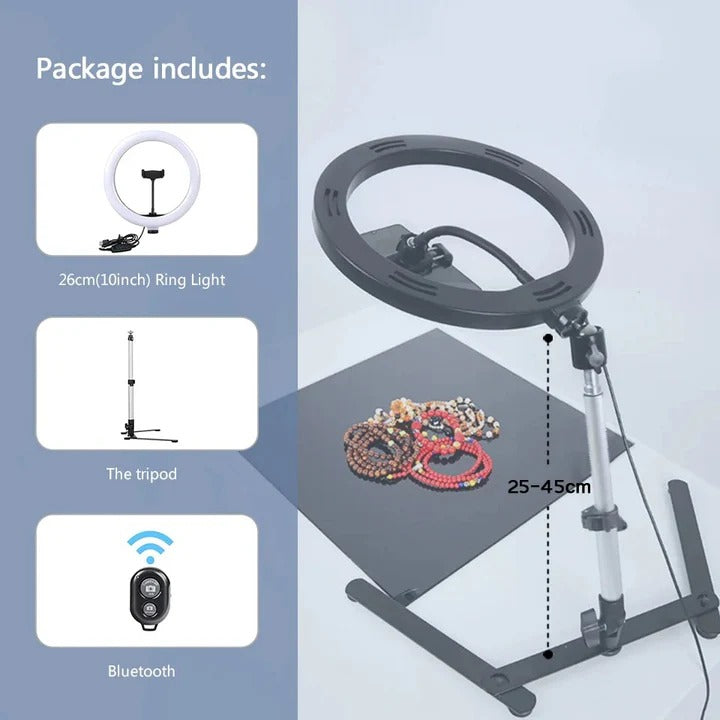 Adjustable LED Ring Light Tripod Kit for Photos and Videos