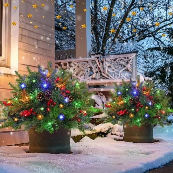 Vorbeleuchteter Weihnachtskranz für Urnen – Festliche Dekoration