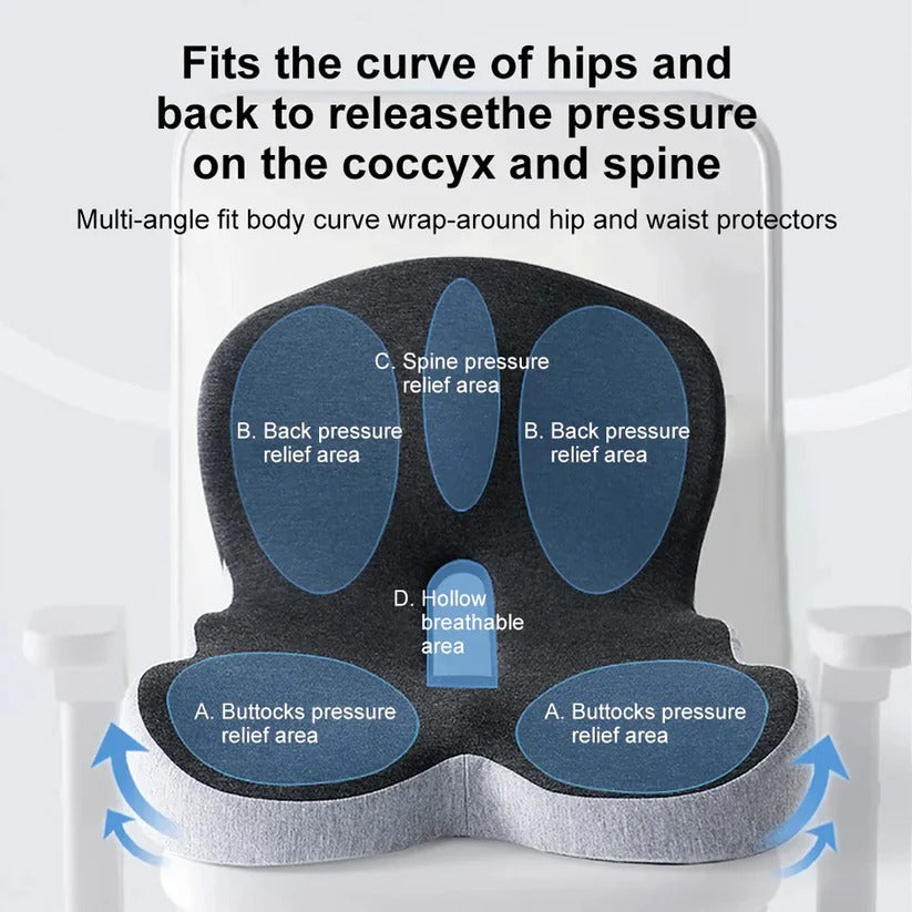 Orthopedic pillow for back support in the car and at the desk
