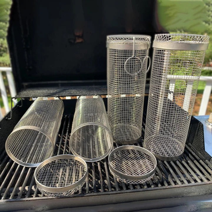 360° Rotating Grill Basket with Locking Mechanism