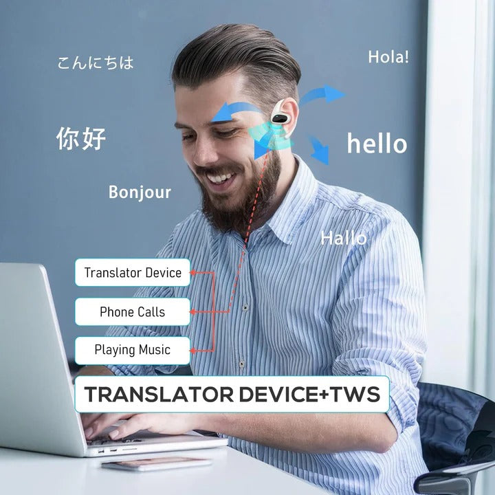 Smart Wireless Translation Earbuds for Travel and Business Trips