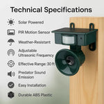 Solar-powered bird repeller with motion sensor