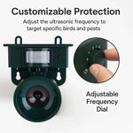 Solar-powered bird repeller with motion sensor