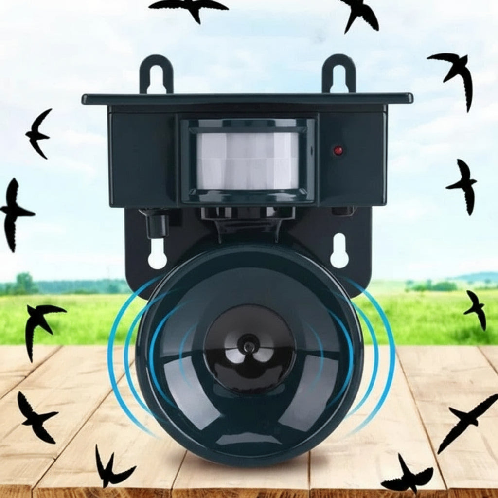 Solar-powered bird repeller with motion sensor