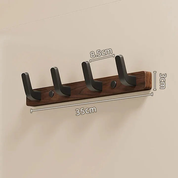 Stylish wall coat hook made of wood and metal
