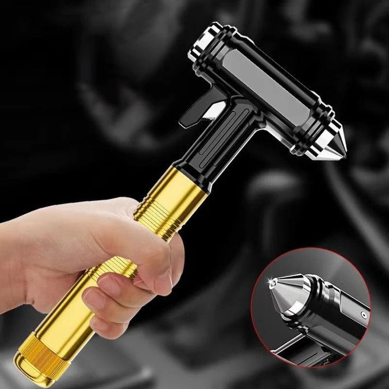 Robust emergency hammer for cars with window breaker and seatbelt cutter