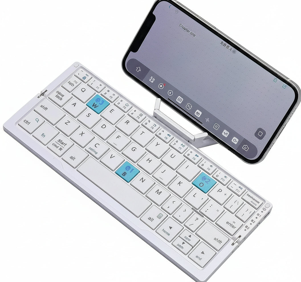 Ultraflaches faltbares Bluetooth-Tastaturset mit Halterung