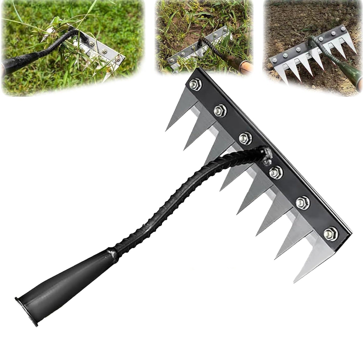 Precise Carbon Steel Garden Rake for Weed Removal