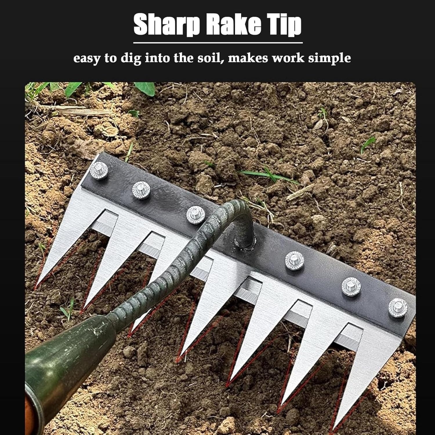 Precise Carbon Steel Garden Rake for Weed Removal