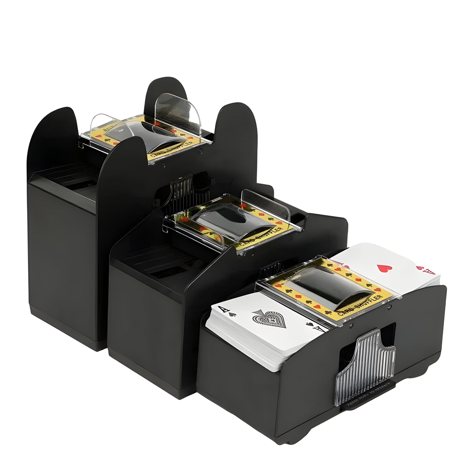 Automatic card shuffler with 2, 4, and 6 deck capacity
