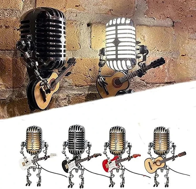 Creative robot design desk lamp with microphone