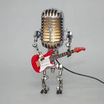 Kreative Tischlampe im Roboterdesign mit Mikrofon und Gitarre