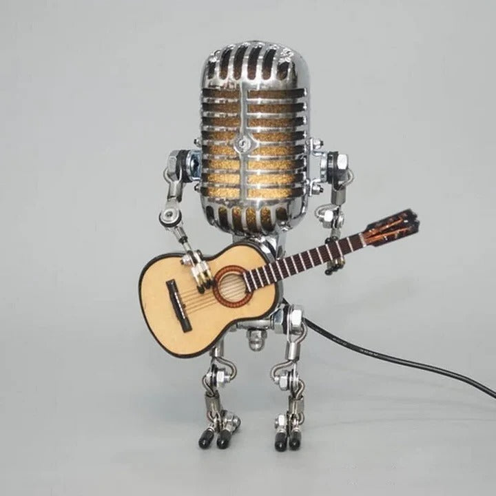 Creative robot design desk lamp with microphone