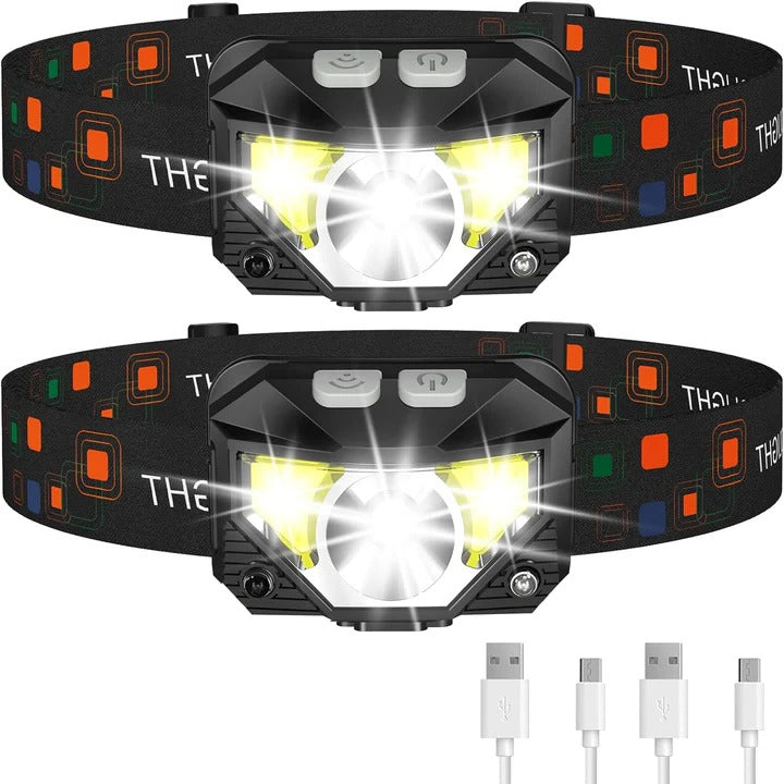 Rechargeable Headlamp with Motion Sensor, 2-Piece Set