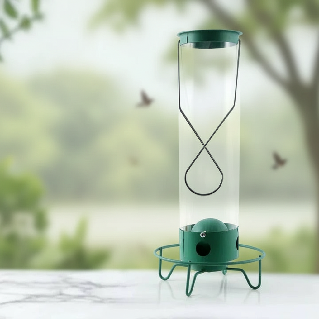 Vogelfutterspender mit Nussabwehrmechanismus
