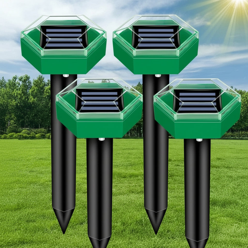 Solarbetriebenes Ultraschallgerät zur Abwehr von Maulwürfen, 4er Set