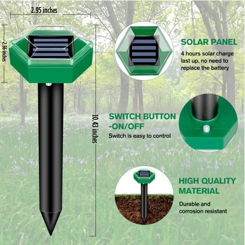 Solarbetriebene Ultraschall-Maulwurfabwehrgeräte, 4er Set