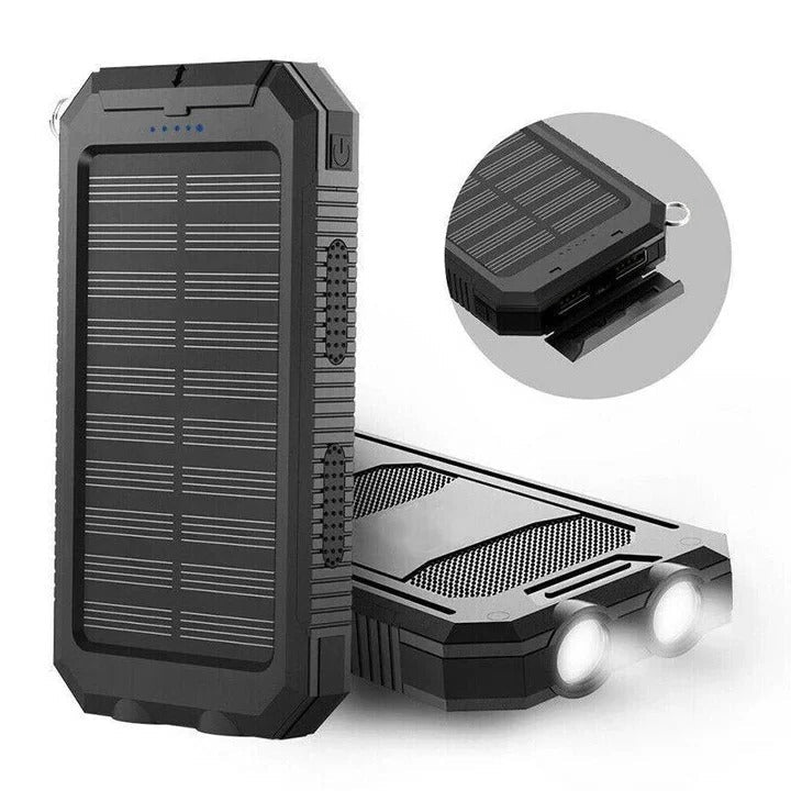 Solarbetriebene Powerbank mit 30.000mAh für unterwegs