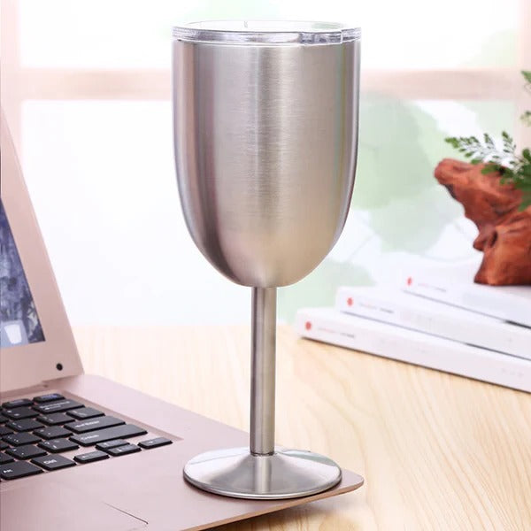 Insulated Stainless Steel Wine Tumbler with Lid