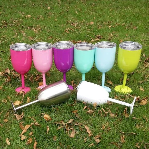 Insulated Stainless Steel Wine Tumbler with Lid
