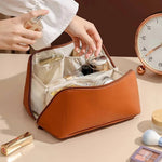 Makeup Organizer Bag with PU Surface and Wide Opening