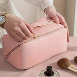 Makeup Organizer Bag with PU Surface and Wide Opening