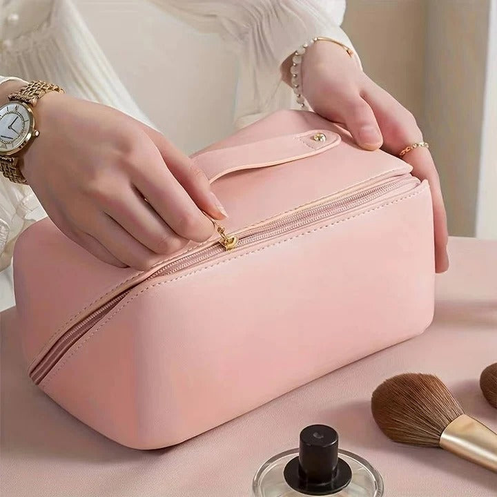 Makeup Organizer Bag with PU Surface and Wide Opening
