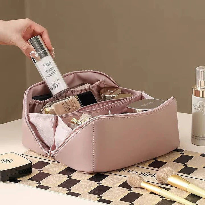 Makeup Organizer Bag with PU Surface and Wide Opening
