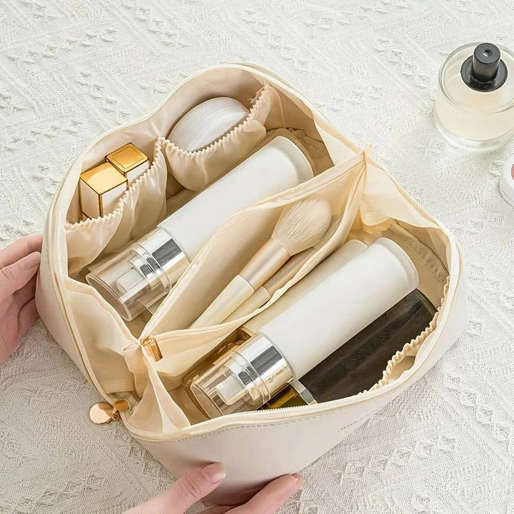 Makeup Organizer Bag with PU Surface and Wide Opening