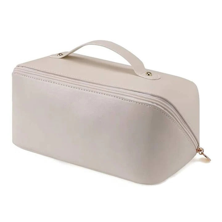 Kosmetiktasche mit PU-Oberfläche und weit öffnendem Design