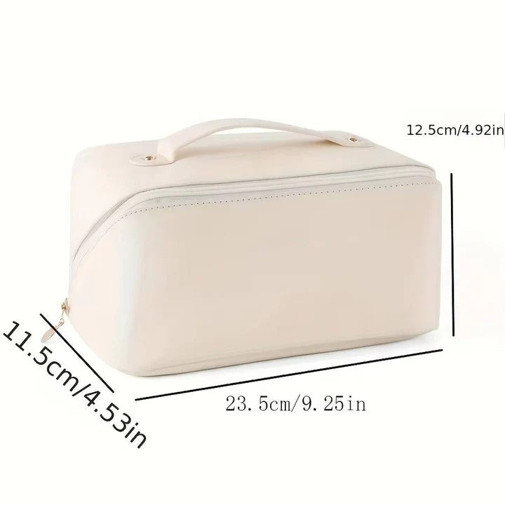 Makeup Organizer Bag with PU Surface and Wide Opening