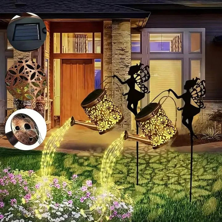 Solarbetriebene Gartenleuchte mit Metallrahmen und LED