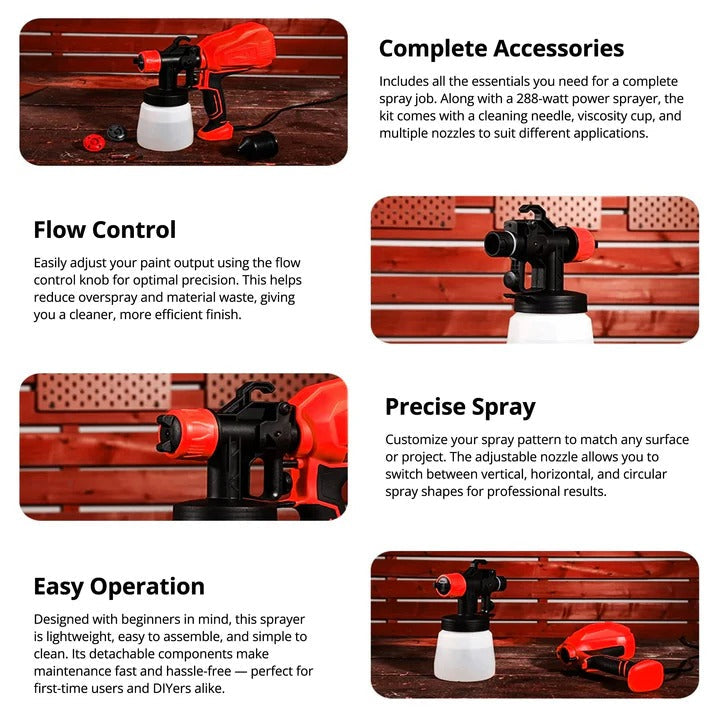 Cordless Handheld Paint Sprayer with Adjustable Spray Options