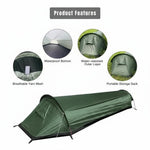 Lightweight single tent for camping with ventilation net