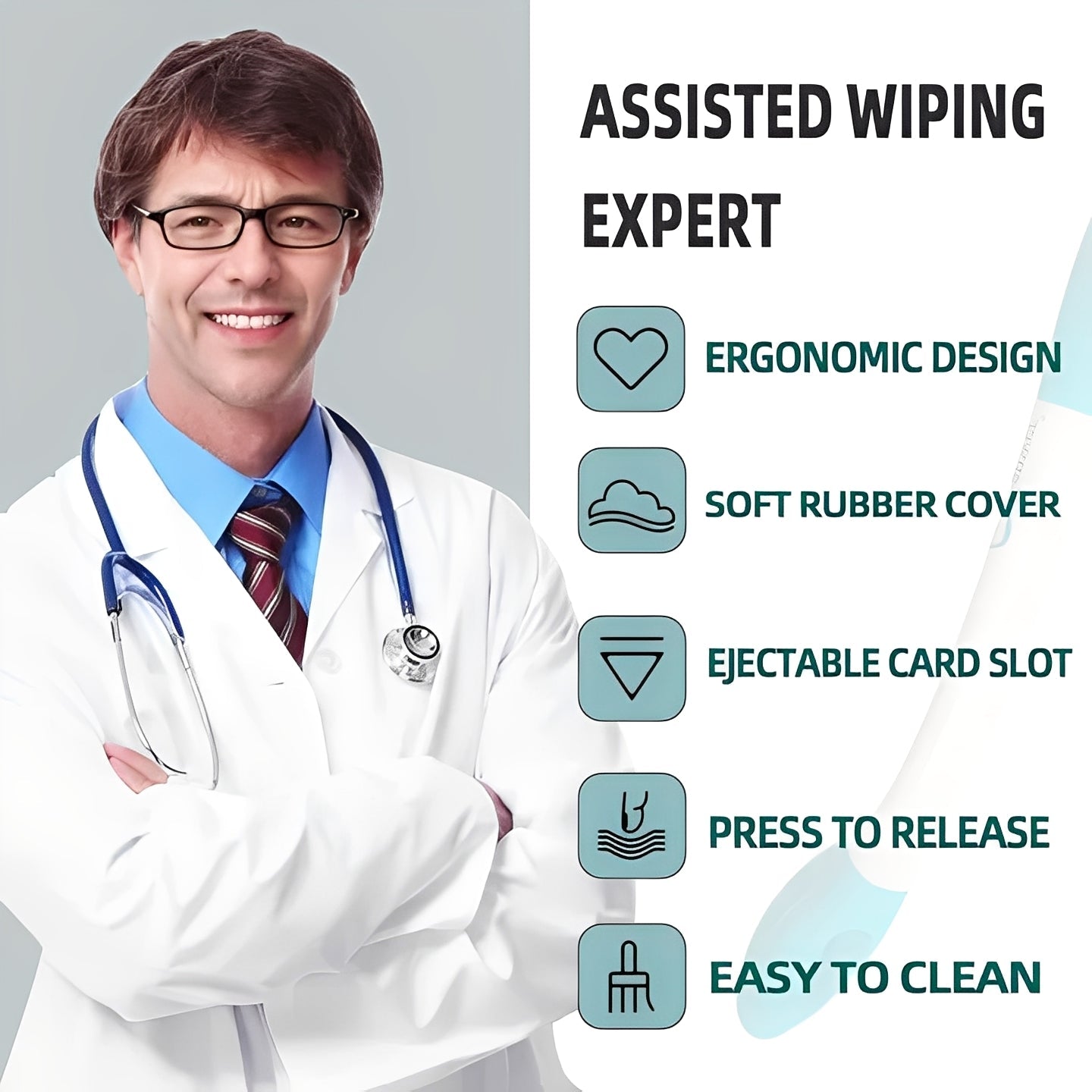Helpful Toilet Cleaning Tool with Extended Reach, Set of 2