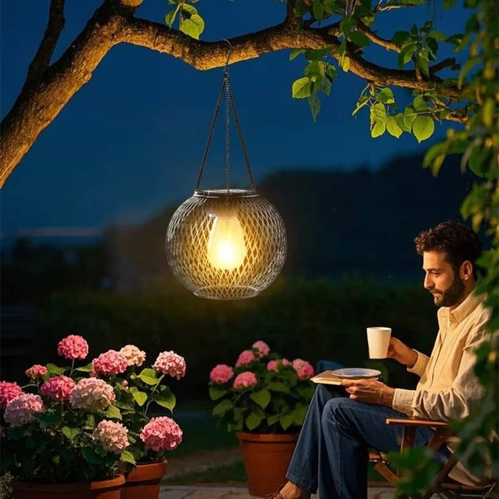 Hanging Solar-Powered Decorative Lantern with Warm LED Light
