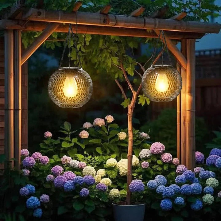 Hanging Solar-Powered Decorative Lantern with Warm LED Light
