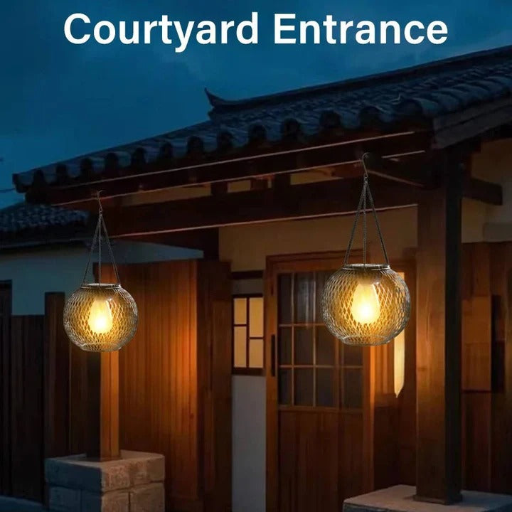 Hanging Solar-Powered Decorative Lantern with Warm LED Light