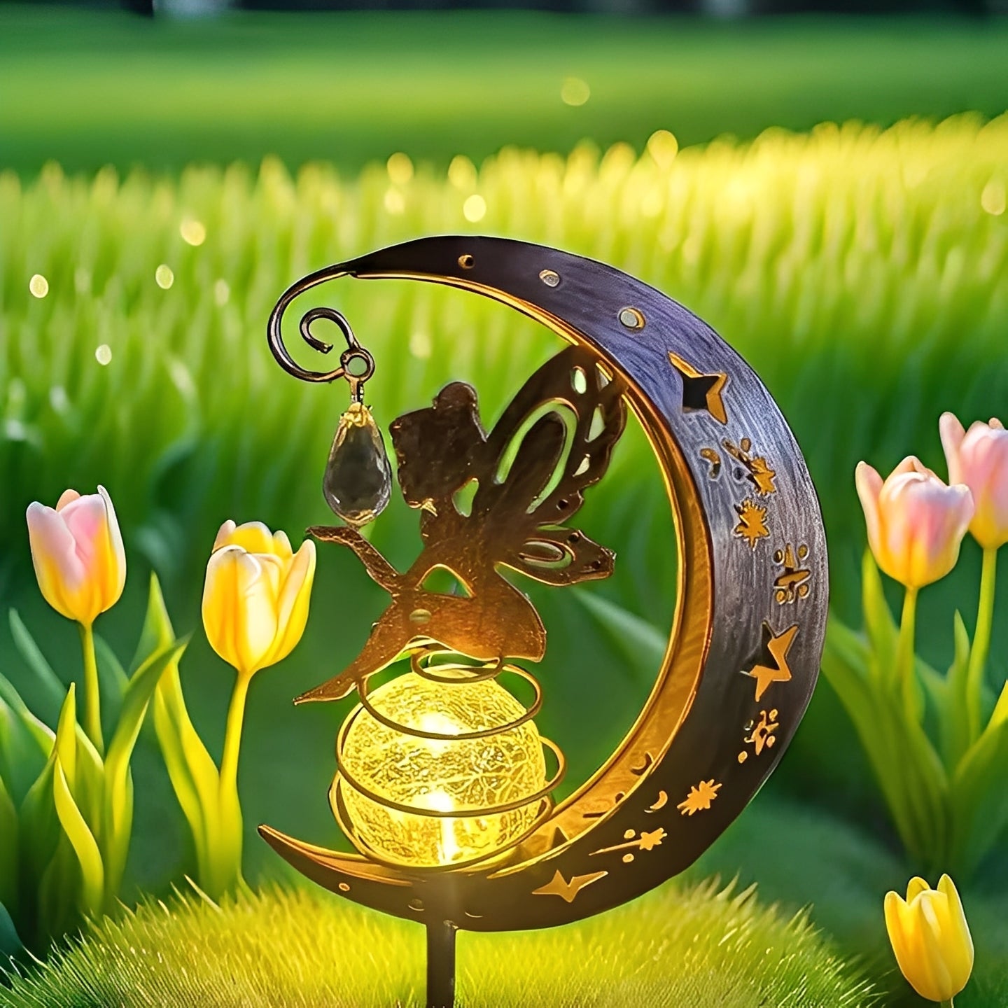 Solar-Powered Garden Light with Decorative Design