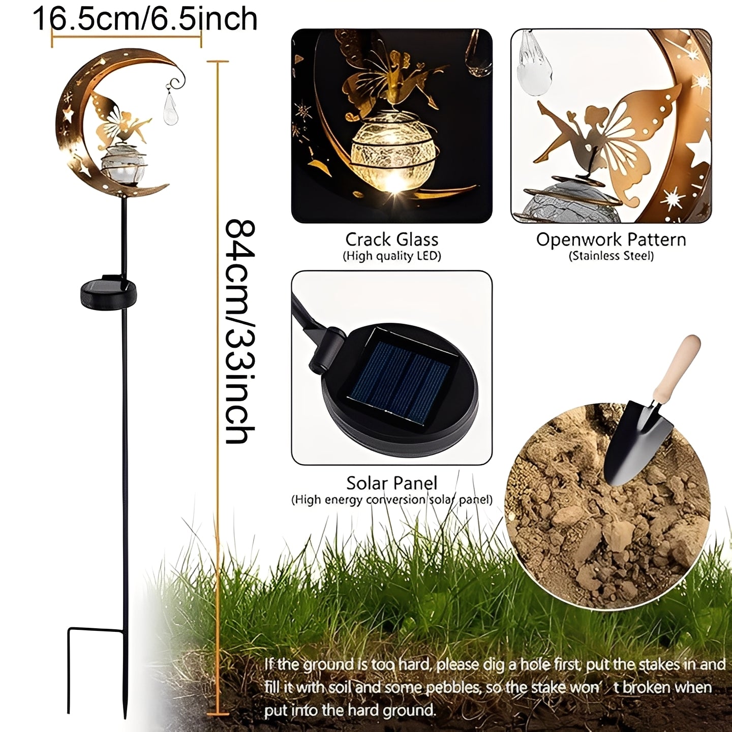 Solar-Powered Garden Light with Decorative Design