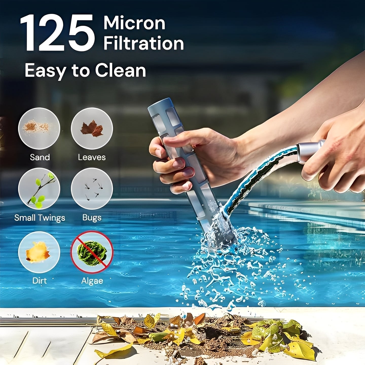 Cordless handheld pool vacuum
