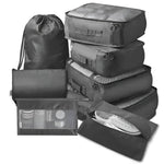 Travel organizing set of 7 bags with mesh windows