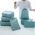 Travel organizing set of 7 bags with mesh windows