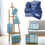 Travel organizing set of 7 bags with mesh windows