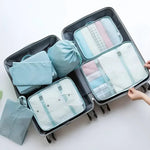 Travel organizing set of 7 bags with mesh windows