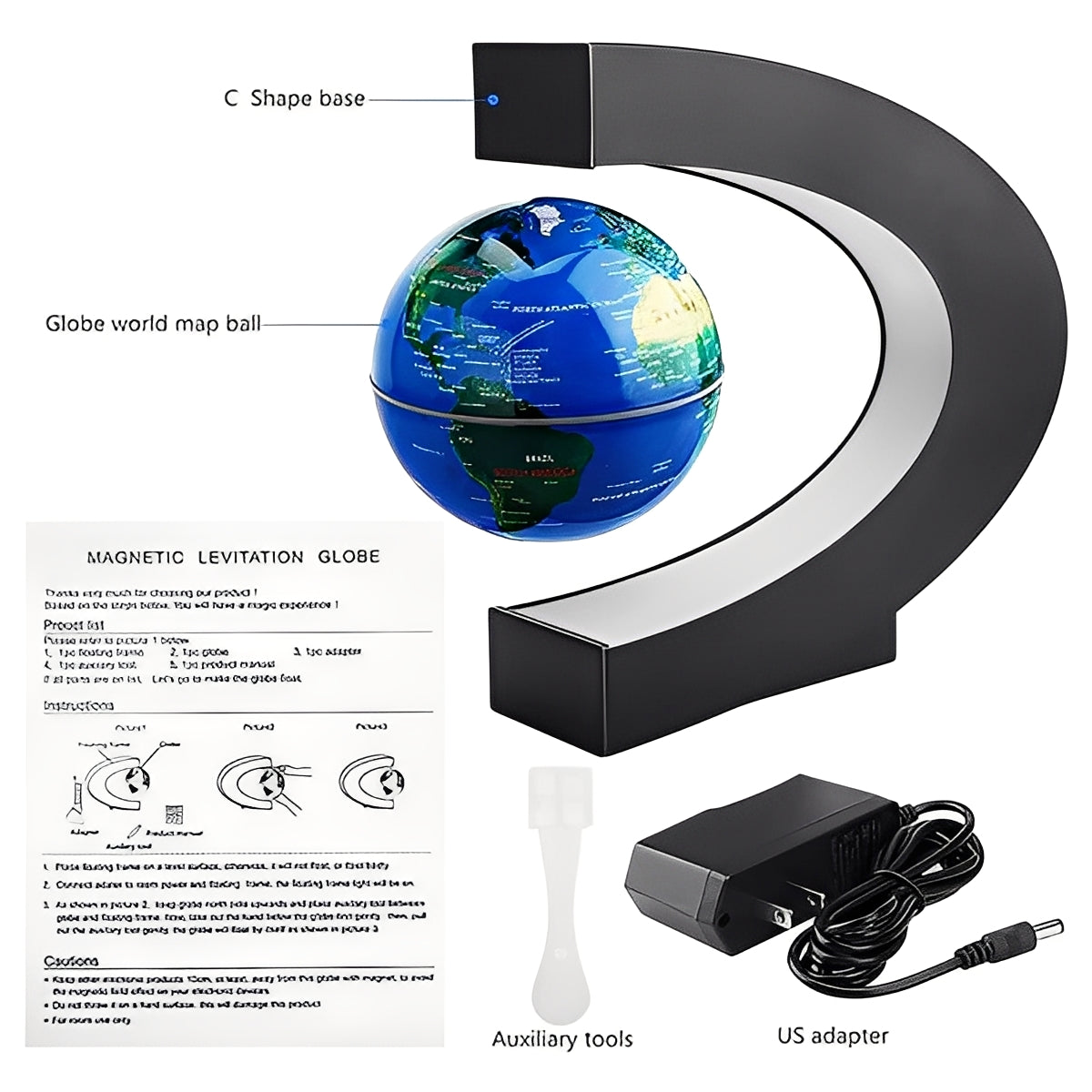 Levitating Globe with LED Lighting for Desks