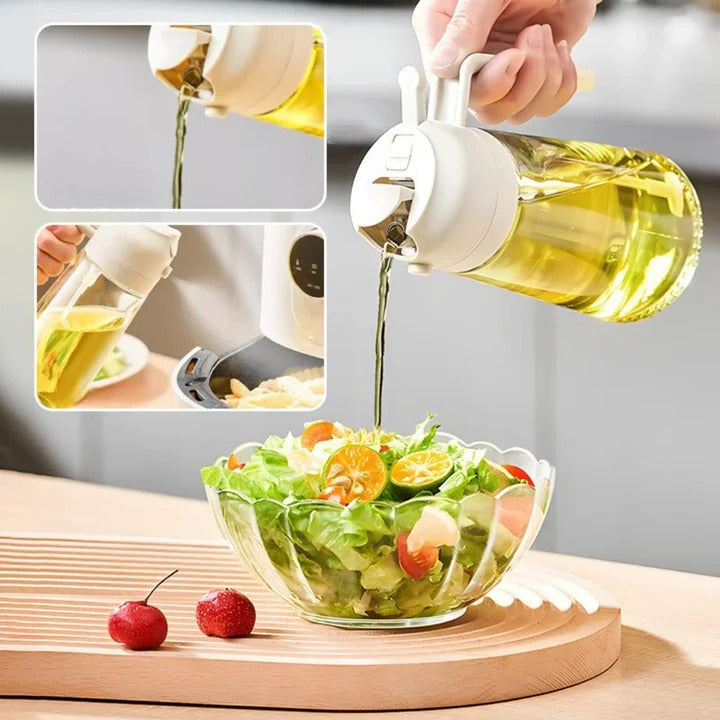 Oil dispenser with refillable spray design for the kitchen