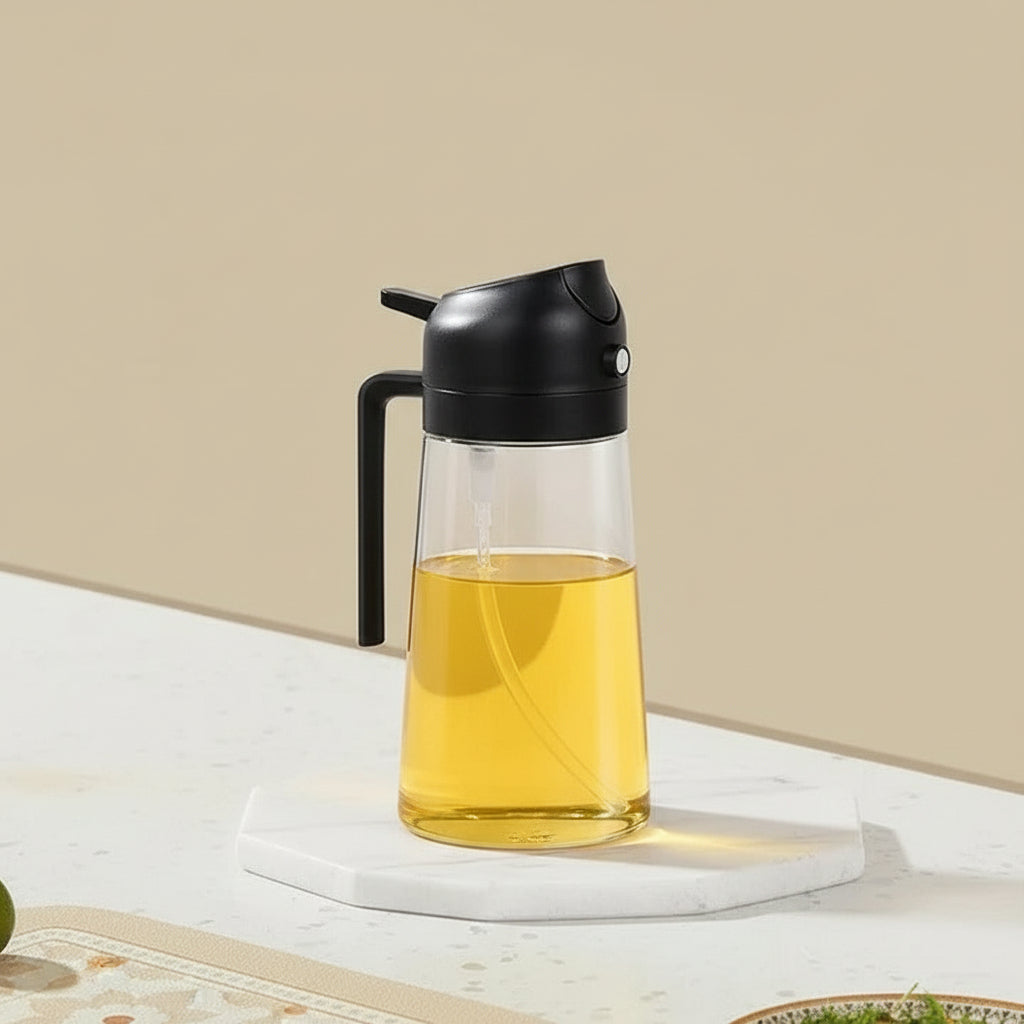 Oil dispenser with refillable spray design for the kitchen