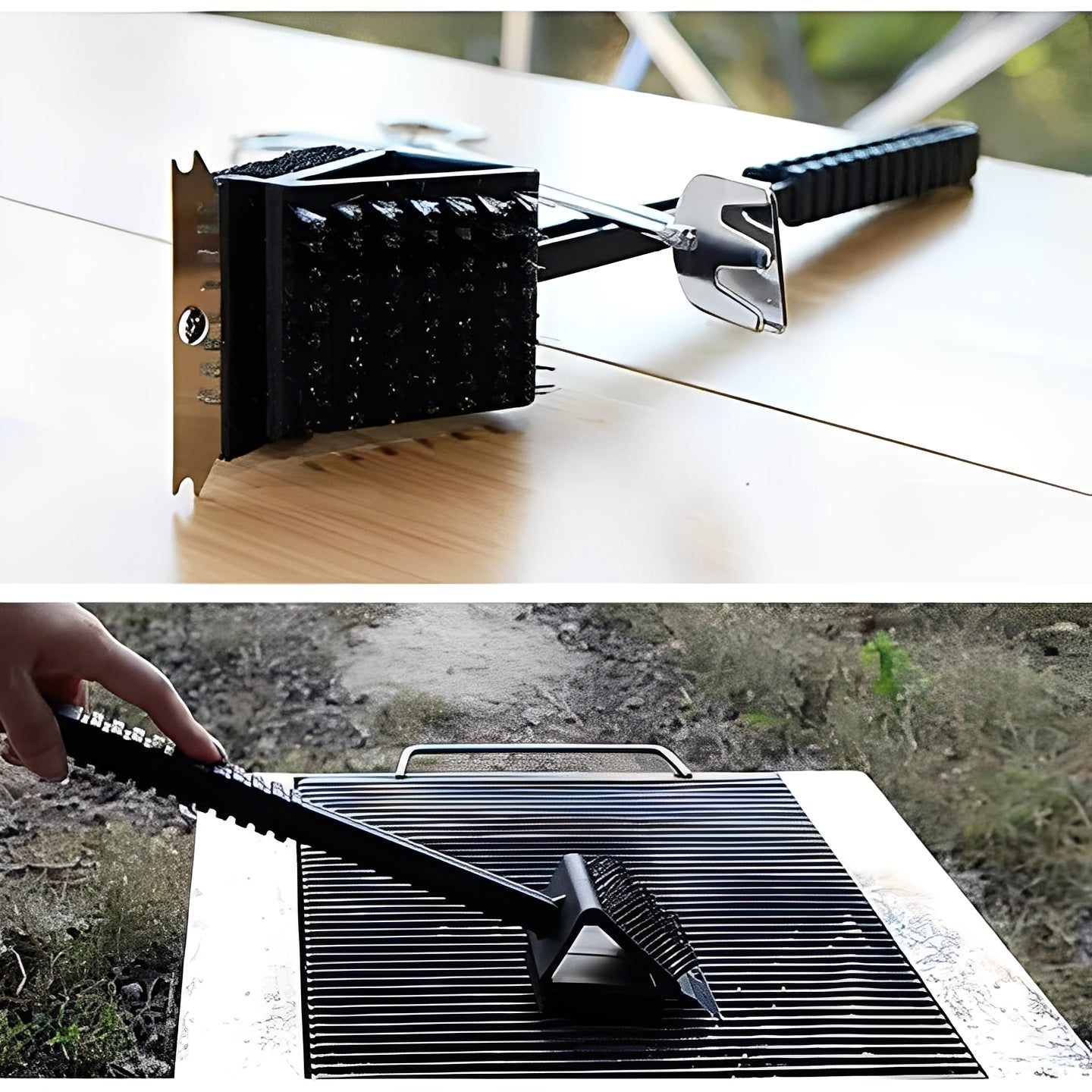 All-in-One Grillreinigungsbürste mit Stahlborsten und Schwamm