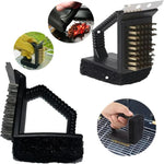 Versatile 3-in-1 Grill Cleaning Brush with Sponge and Scraper
